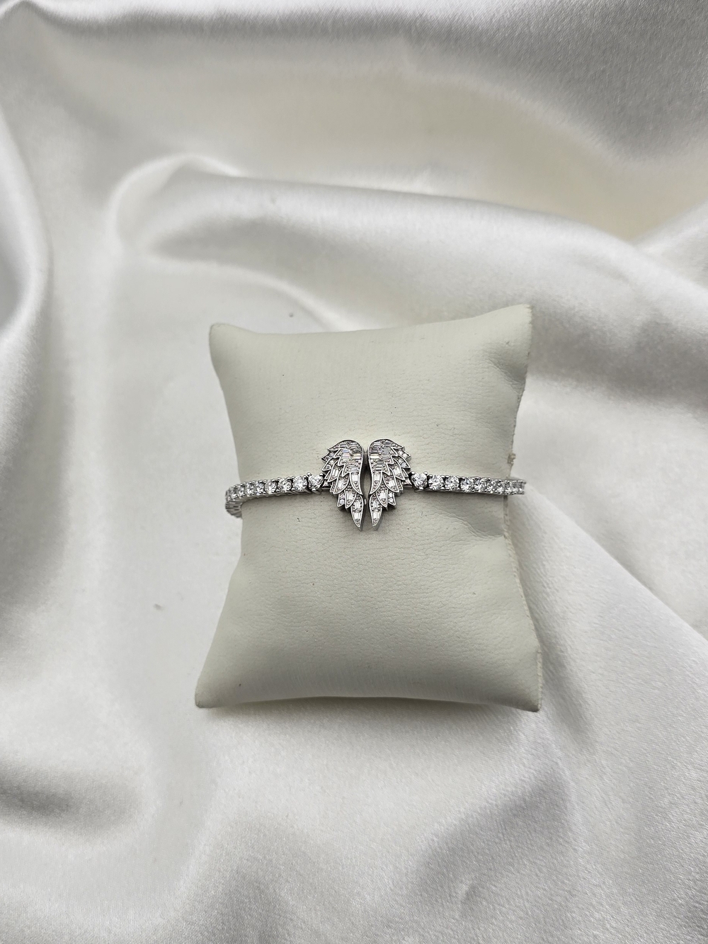 Neve Jewelry Sterling Silver Angel Wing Moissanite Tennis Bracelet